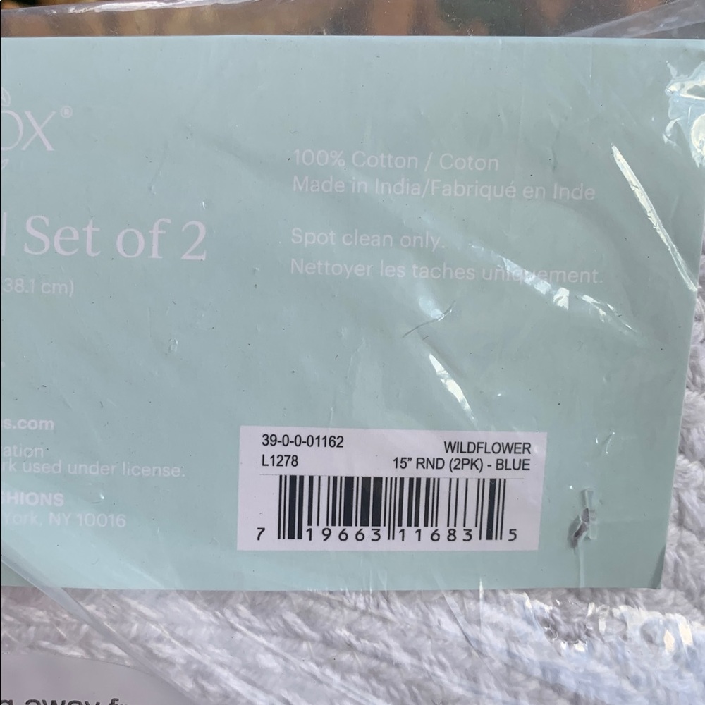 Lenox 15” Wildflower Placemat Set of 2- NEW!🌺 100% Cotton - Picture 5 of 8